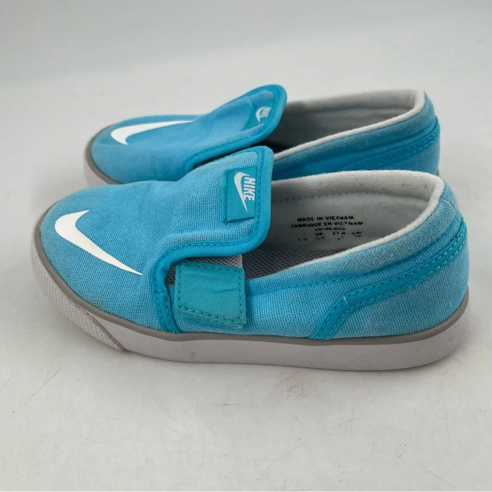 Nike Toddlers Kids Toki Slip-on Canvas Sail Blue White Sneakers Shoes - Size 10C